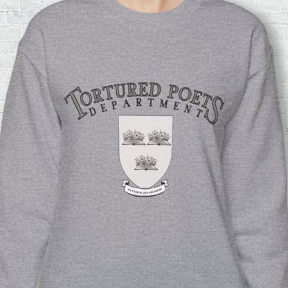 tortured poets department collegiate crest crewneck