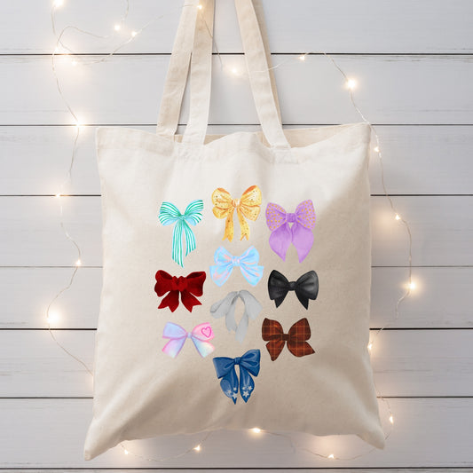 bow era cotton canvas tote bag