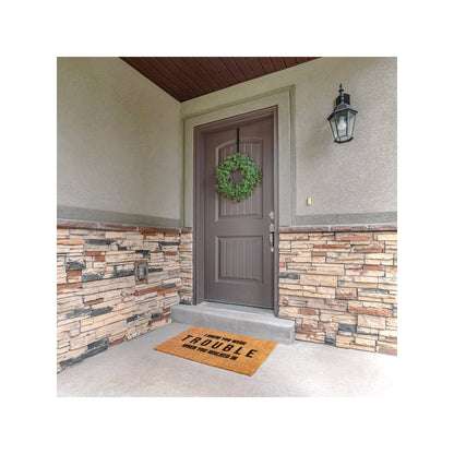 Trouble Coir Doormat | I Knew You Were Trouble When You Walked In Lyrics | Outdoor Welcome Mat, Front Porch Décor, Lyrics Mat