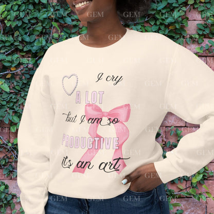 I Cry A Lot But I Am So Productive, It's An Art Bows Crewneck | I Can Do It With A Broken Heart Sweatshirt | Bow Sweatshirt, TTPD Sweatshirt