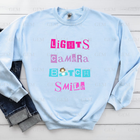 Lights, Camera, B*itch, Smile Crewneck | I Can Do It With A Broken Heart Sweatshirt | TTPD Crewneck, TTPD Sweatshirt, ICDIWABH