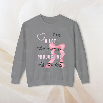 I Cry A Lot But I Am So Productive, It's An Art Bows Crewneck | I Can Do It With A Broken Heart Sweatshirt | Bow Sweatshirt, TTPD Sweatshirt