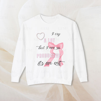 I Cry A Lot But I Am So Productive, It's An Art Bows Crewneck | I Can Do It With A Broken Heart Sweatshirt | Bow Sweatshirt, TTPD Sweatshirt