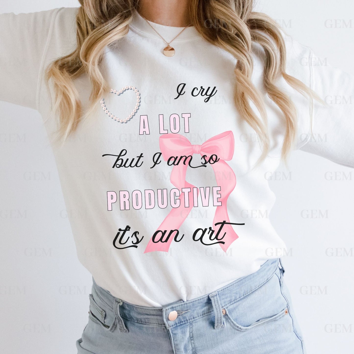 I Cry A Lot But I Am So Productive, It's An Art Bows Crewneck | I Can Do It With A Broken Heart Sweatshirt | Bow Sweatshirt, TTPD Sweatshirt