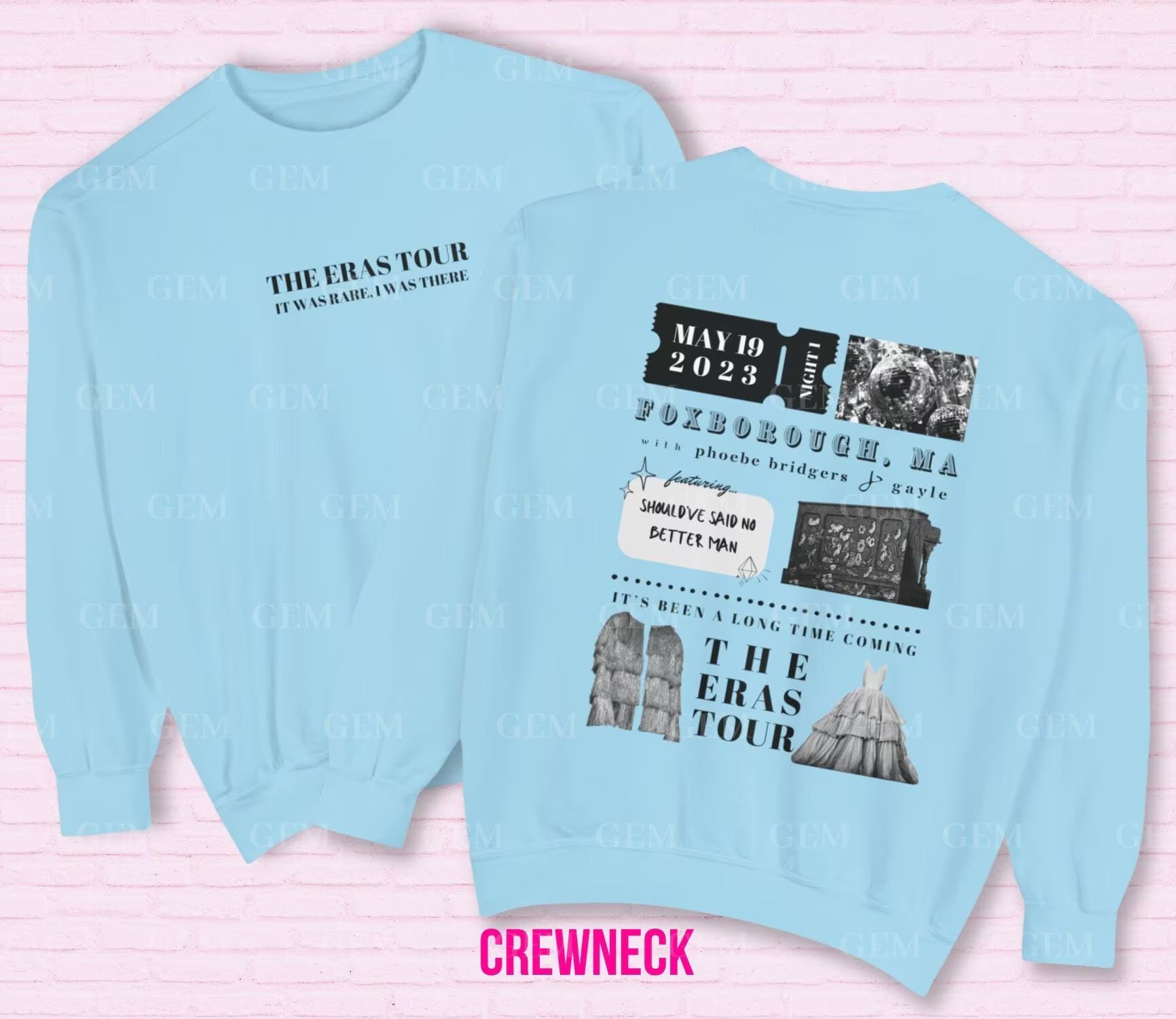 Personalized Eras Tour Sweatshirt with Surprise Songs | Surprise Song Crewneck | Blue Crewneck Dupe | Custom Eras Tour Crewneck & Hoodie