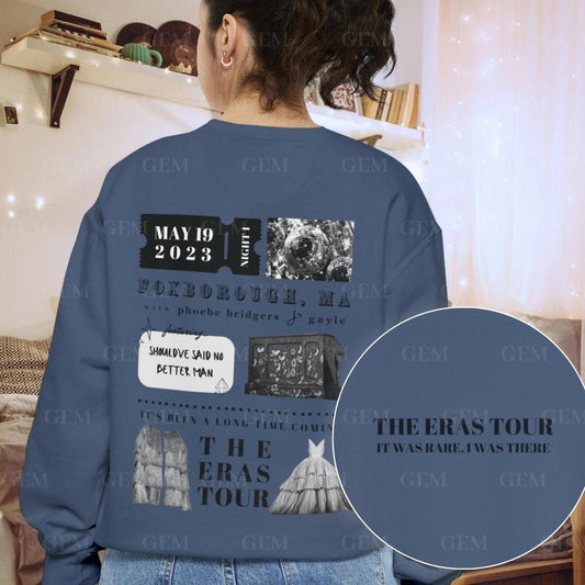 Personalized Eras Tour Sweatshirt with Surprise Songs | Surprise Song Crewneck | Blue Crewneck Dupe | Custom Eras Tour Crewneck & Hoodie