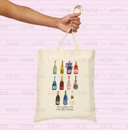 Champagne Eras Tote Bag | There's Glitter On The Floor After The Party | NYE Tote, NYE Bag, Champagne Bag